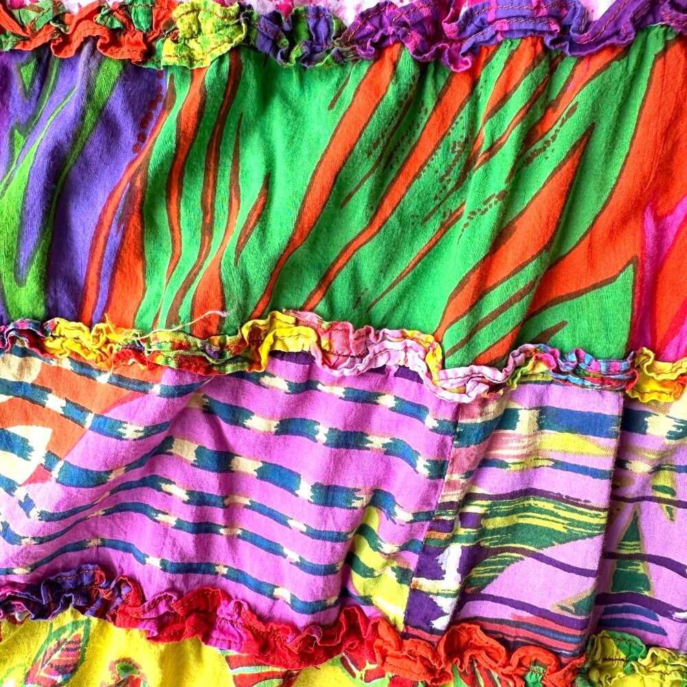 Vintage Sandy Starkman Skirt Small Multicolor Tiered Ruffle Hippie Festive READ - Picture 10 of 12